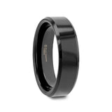INFINITY Black Tungsten Ring with Beveled Edges