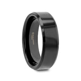 INFINITY Black Tungsten Ring with Beveled Edges