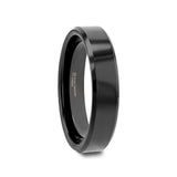 INFINITY Black Tungsten Ring with Beveled Edges