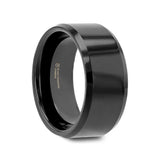 INFINITY Black Tungsten Ring with Beveled Edges