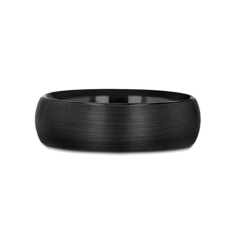 RAIDER Domed Brush Finished Black Tungsten Wedding Band - 2mm - 10mm