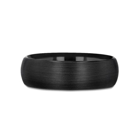RAIDER Domed Brush Finished Black Tungsten Wedding Band - 2mm - 10mm