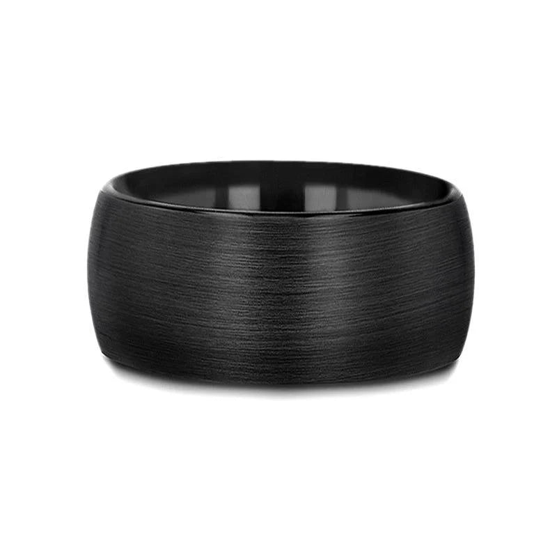 RAIDER Domed Brush Finished Black Tungsten Wedding Band - 2mm - 10mm