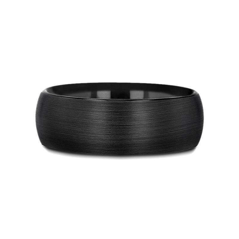 RAIDER Domed Brush Finished Black Tungsten Wedding Band - 2mm - 10mm
