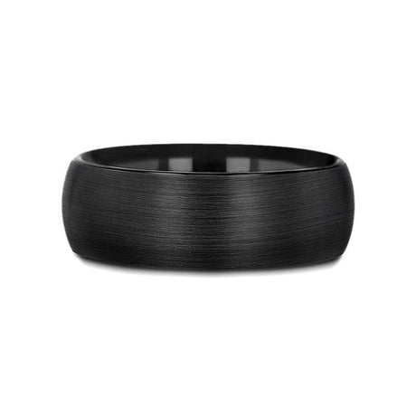 RAIDER Domed Brush Finished Black Tungsten Wedding Band - 2mm - 10mm