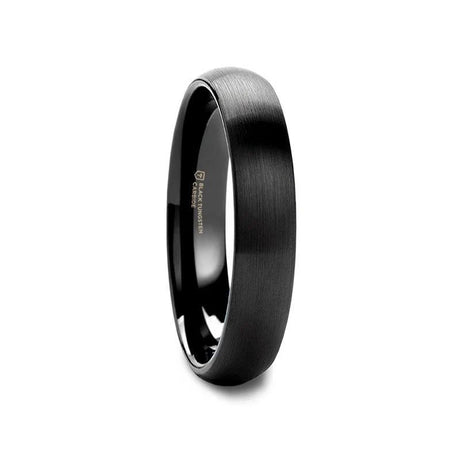 RAIDER Domed Brush Finished Black Tungsten Wedding Band - 2mm - 10mm