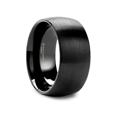 RAIDER Domed Brush Finished Black Tungsten Wedding Band - 2mm - 10mm