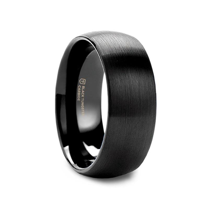 RAIDER Domed Brush Finished Black Tungsten Wedding Band - 2mm - 10mm
