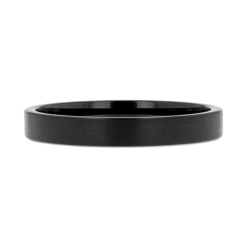 SAN ANTONIO Flat Black Tungsten Carbide Band