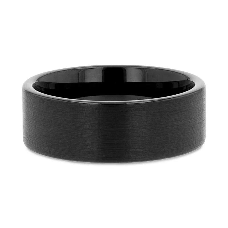 SAN ANTONIO Flat Black Tungsten Carbide Band
