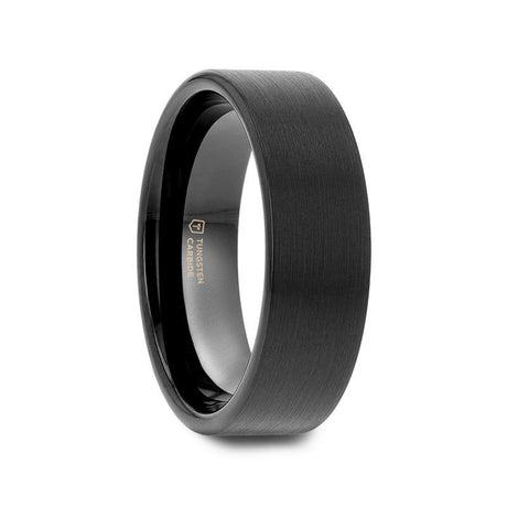 SAN ANTONIO Flat Black Tungsten Carbide Band