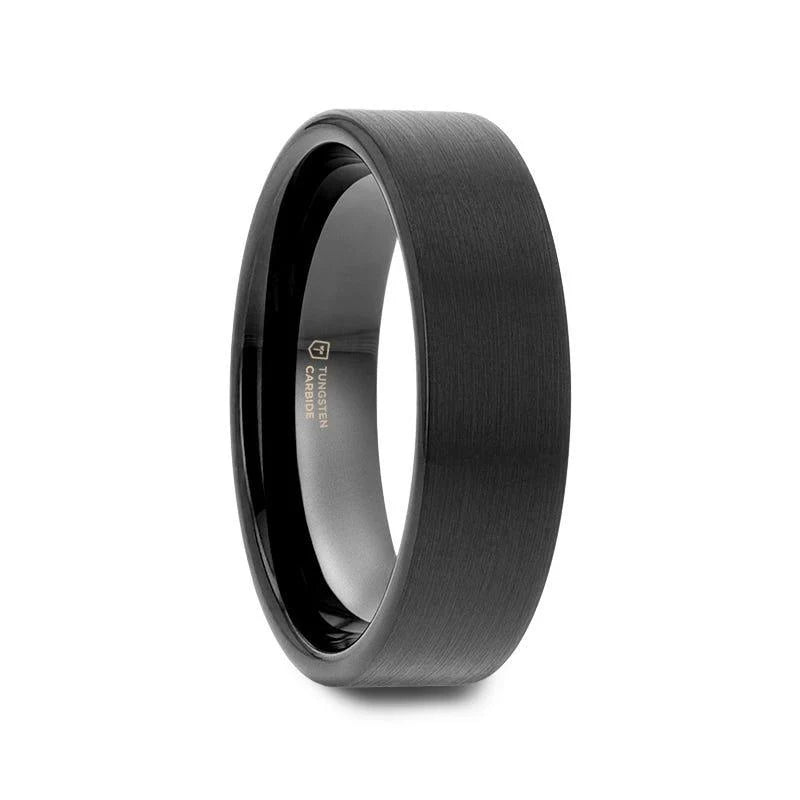 SAN ANTONIO Flat Black Tungsten Carbide Band