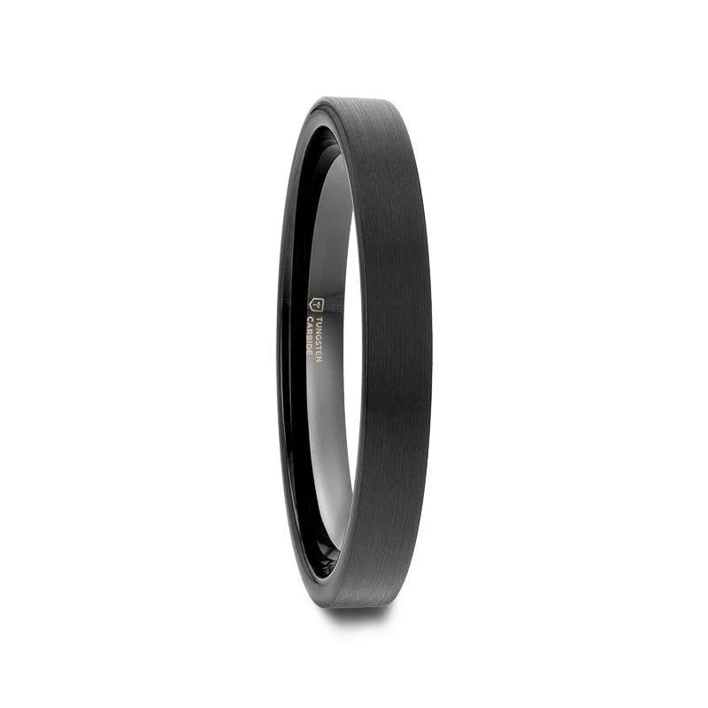 SAN ANTONIO Flat Black Tungsten Carbide Band