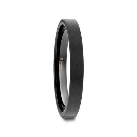 SAN ANTONIO Flat Black Tungsten Carbide Band