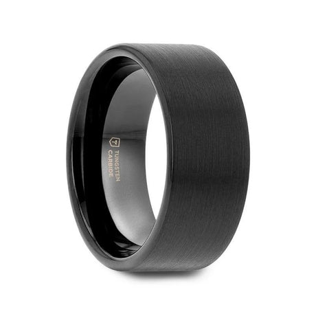 SAN ANTONIO Flat Black Tungsten Carbide Band