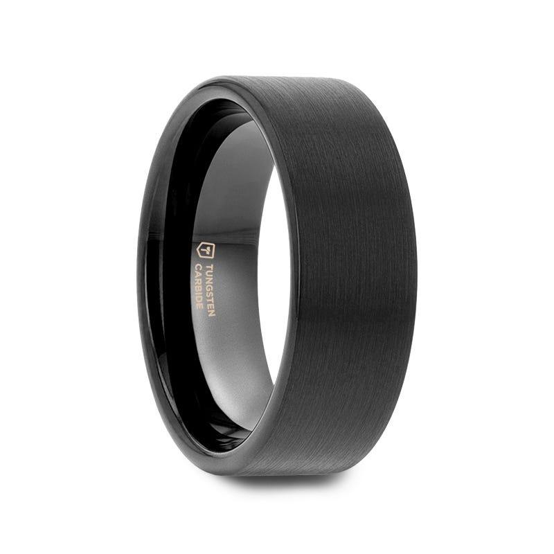 SAN ANTONIO Flat Black Tungsten Carbide Band