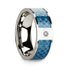 Flat 14k White Gold with Blue Carbon Fiber Inlay & White Diamond Setting - 8mm