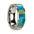 Flat 14k White Gold with Mother of Pearl Inlay and Polished Edges - 8mm