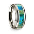 14k White Gold Polished Beveled Edges W/ Mother of Pearl Inlay - 8 mm