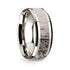 14k White Gold Polished Beveled Edges W/ Ombre Deer Antler Inlay - 8 mm