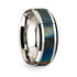 14k White Gold Polished Beveled Edges W/ Spectrolite Inlay - 8 mm