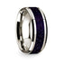14k White Gold Polished Beveled Edges W/ Purple Goldstone Inlay - 8 mm