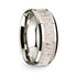 14k White Gold Polished Beveled Edges W/ White Deer Antler Inlay - 8 mm