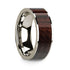 14k White Gold Men's Flat Wedding Ring with Bubinga Wood Inlay - 8mm