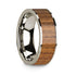 Polished 14k White Gold W/ Teak Wood Inlay - 8mm