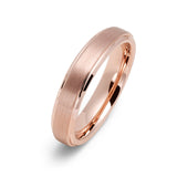 Rose Gold Tungsten Wedding Band Women, Brushed finish Stepped Edges, 4mm-8mm
